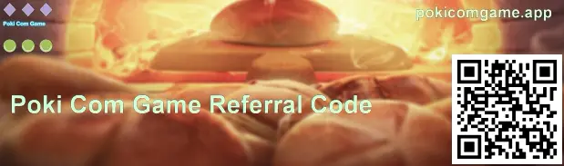 Full-screen Poki Com Game invite code visual for pokicomgame.app